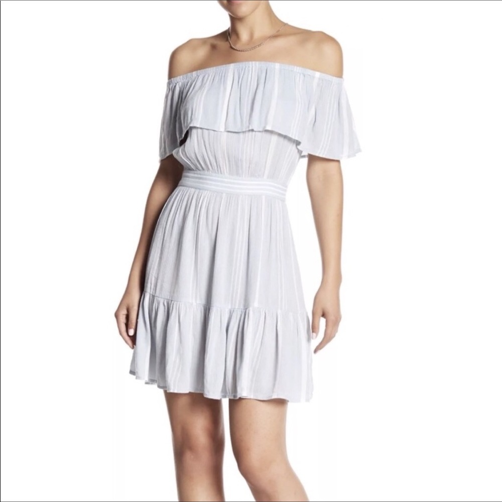 Abound Blue & White Off-Shoulder Dress